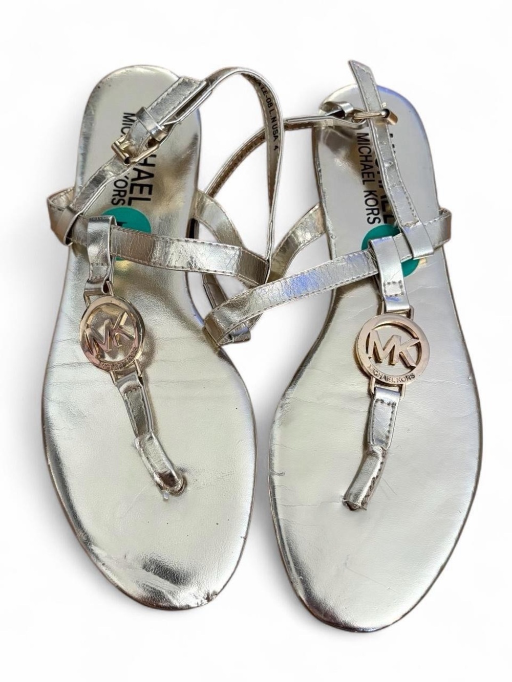 Michael Kors girls golden sandals Sz 4 big kids